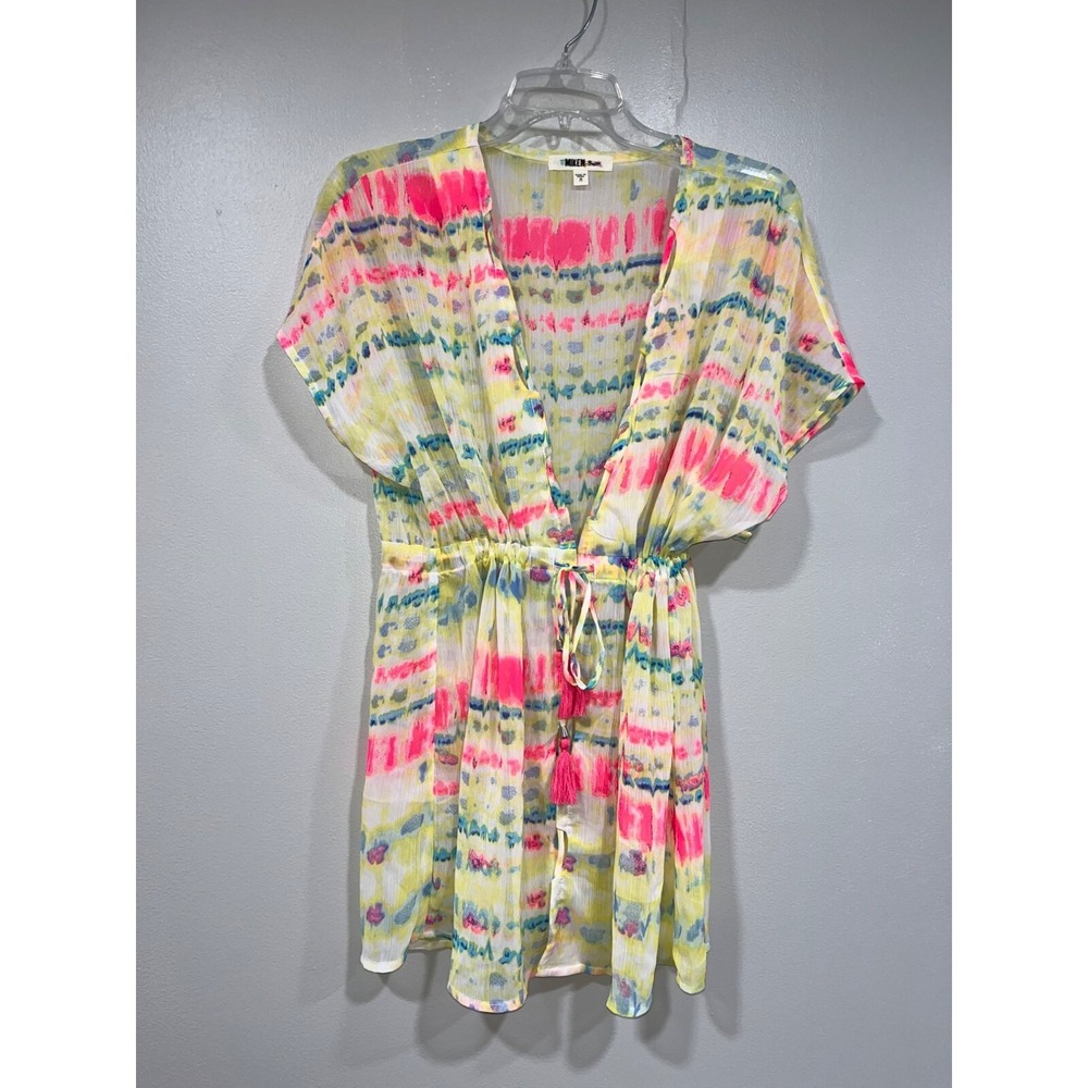 Miken Women's Juniors' Tie-Dyed Kimono Cover-Up Tie-Dye Multi Medium NWOT